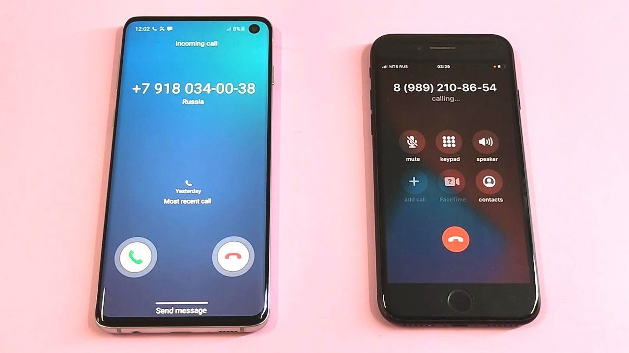 Samsung Galaxy S10 vs iPhone 7 incoming call & outgoing call