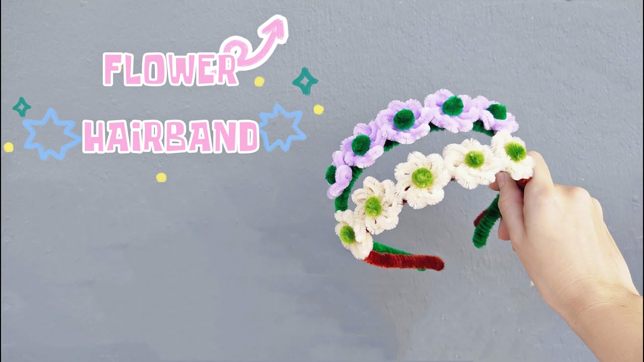 Easy Making - Amazing Pipe Cleaner Flower Hairband - How to Make Chenille Stem Floral Headband