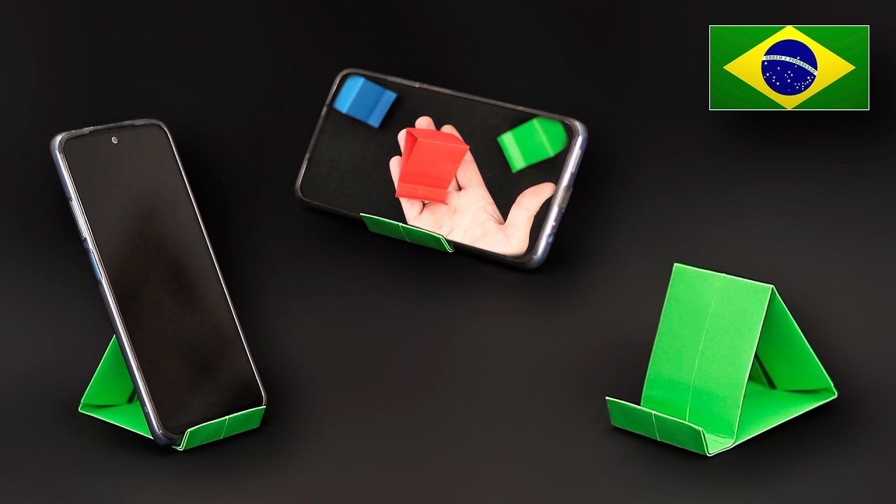 Origami: Suporte de Celular Super Fácil - Instruções em Português PT-BR