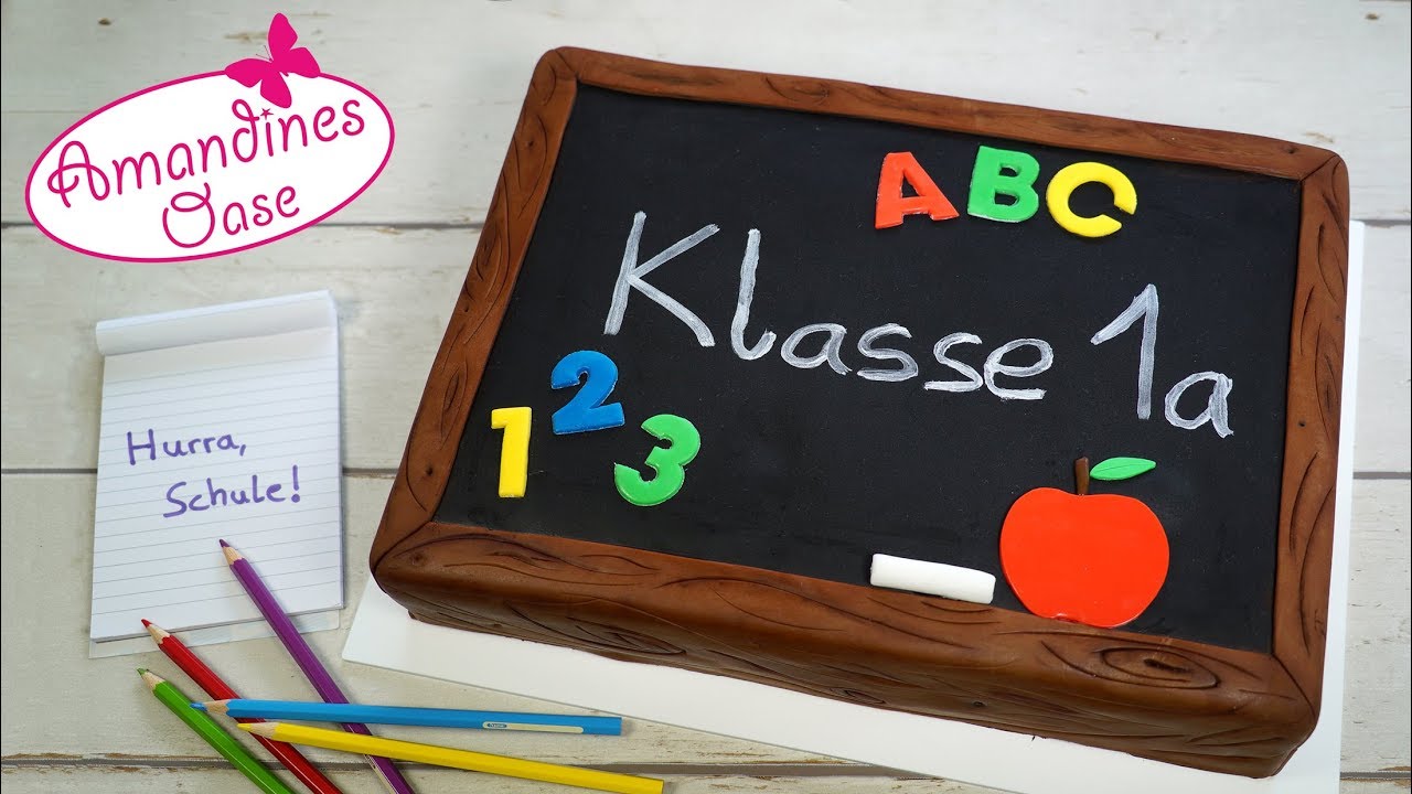 Einschulungstorte als Tafel | Chalkboard Cake | Schule Fondanttorte