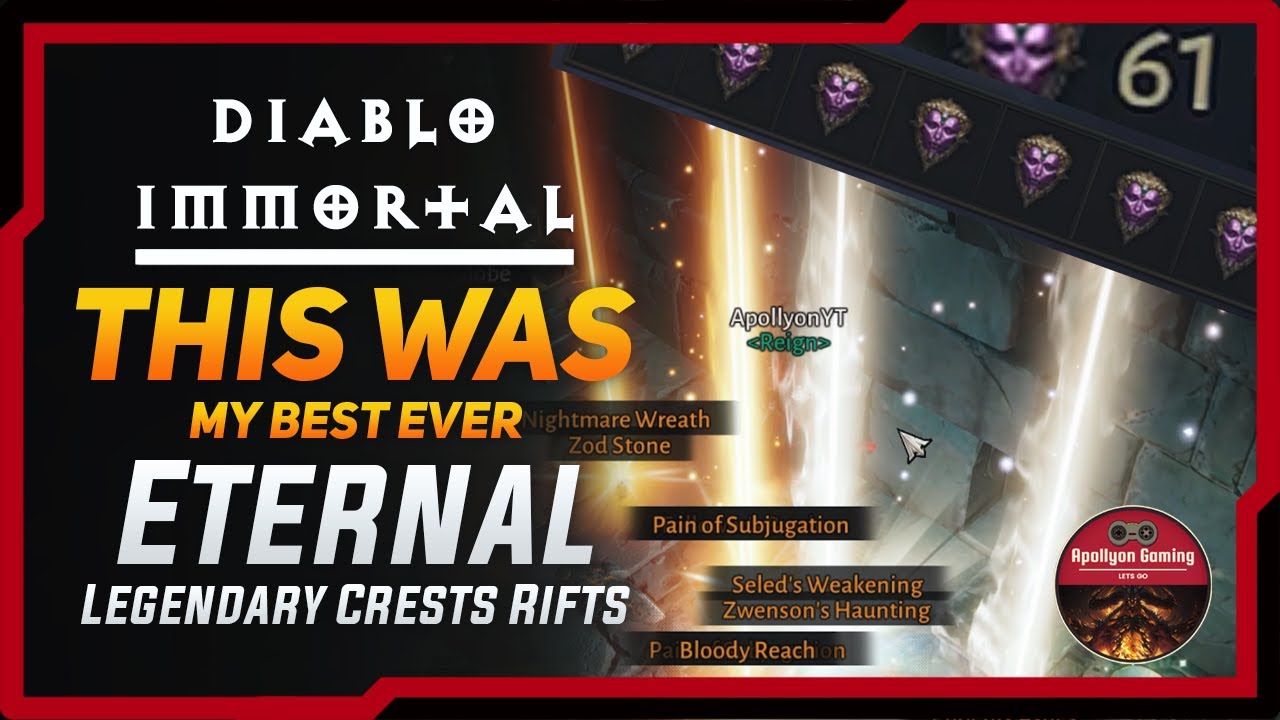 This Was My Best Ever Eternal Legendary Crests - Running 60 Crests $$$ - Diablo Immortal