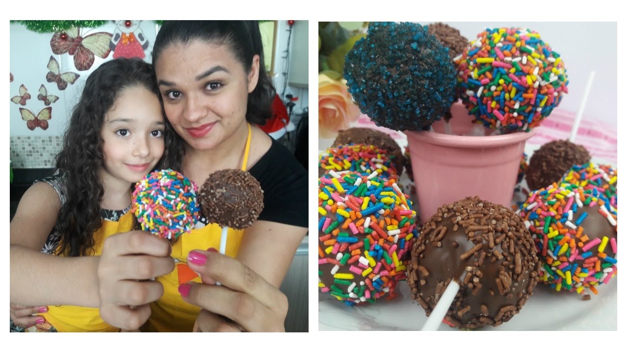 BOLO NO PALITO, CAKE POP❤MAMÃE E FILHA NA COZINHA