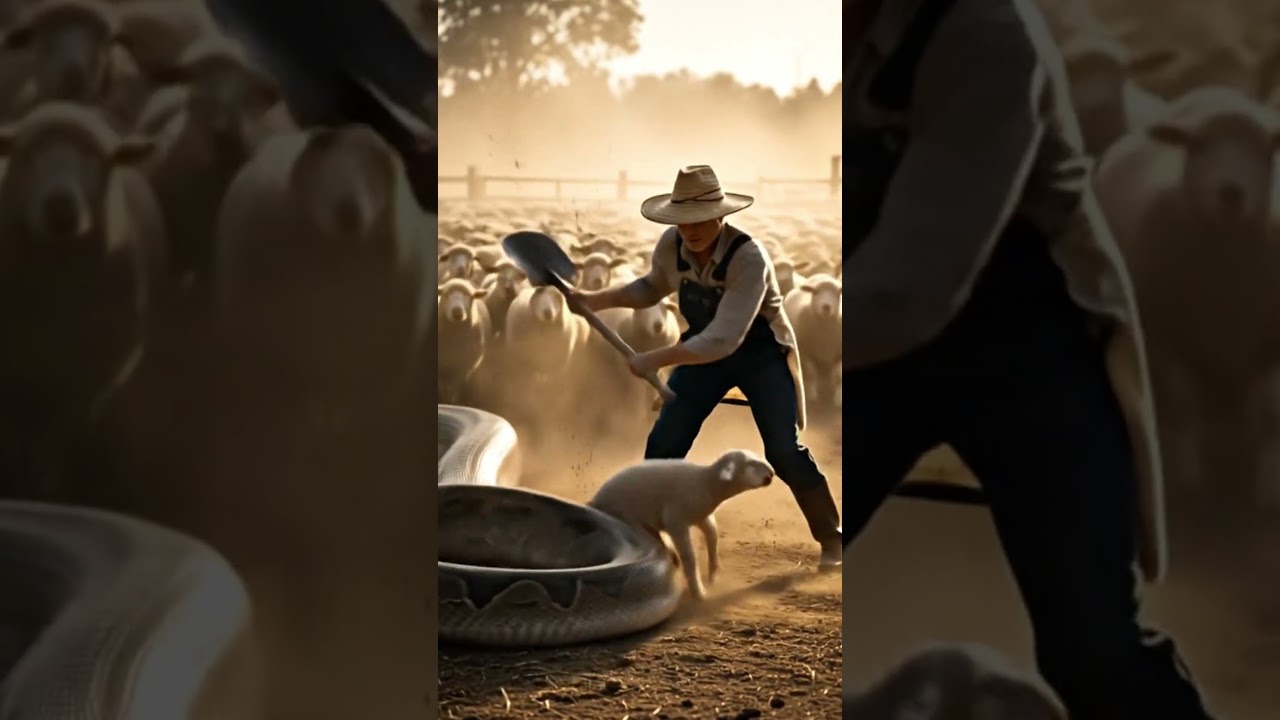 Farmer vs. Giant Python! Epic Ranch Battle to Save a Lamb!