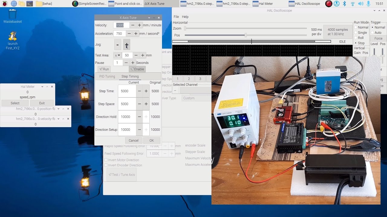 Raspberry Pi 4 Model B: Mesa 7I96S, LinuxCNC PnConf with Only the X-Axis Motor