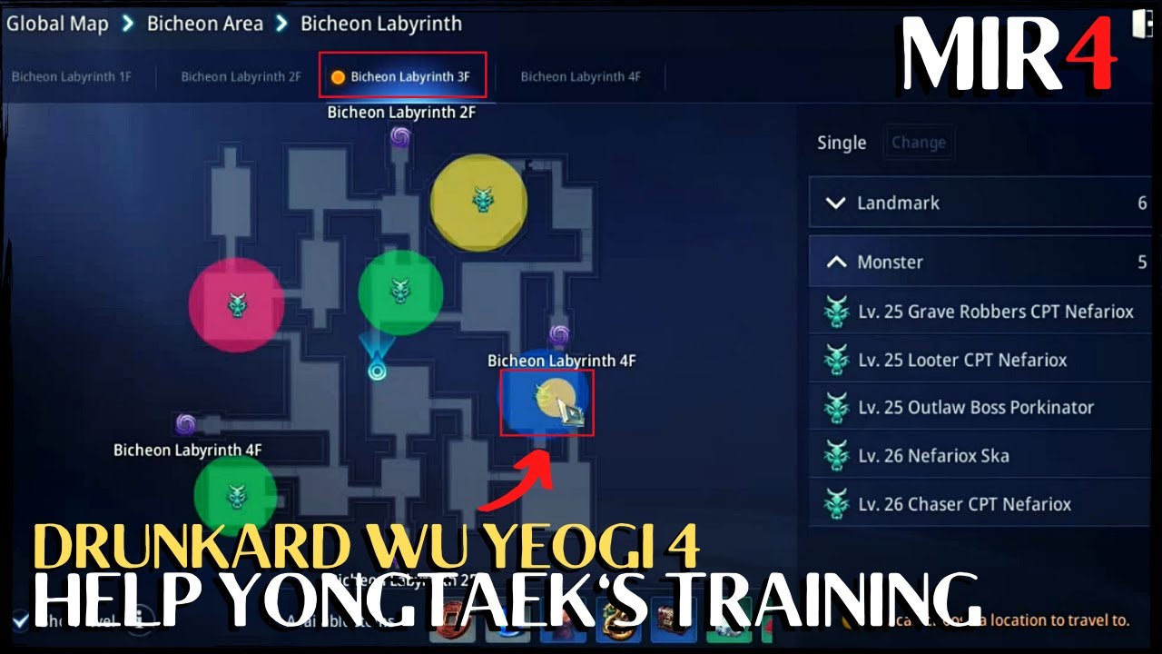 MIR4 DRUNKARD WU YEOGI 4 | HELP YONGTAEK'S TRAINING | QUEST GUIDE