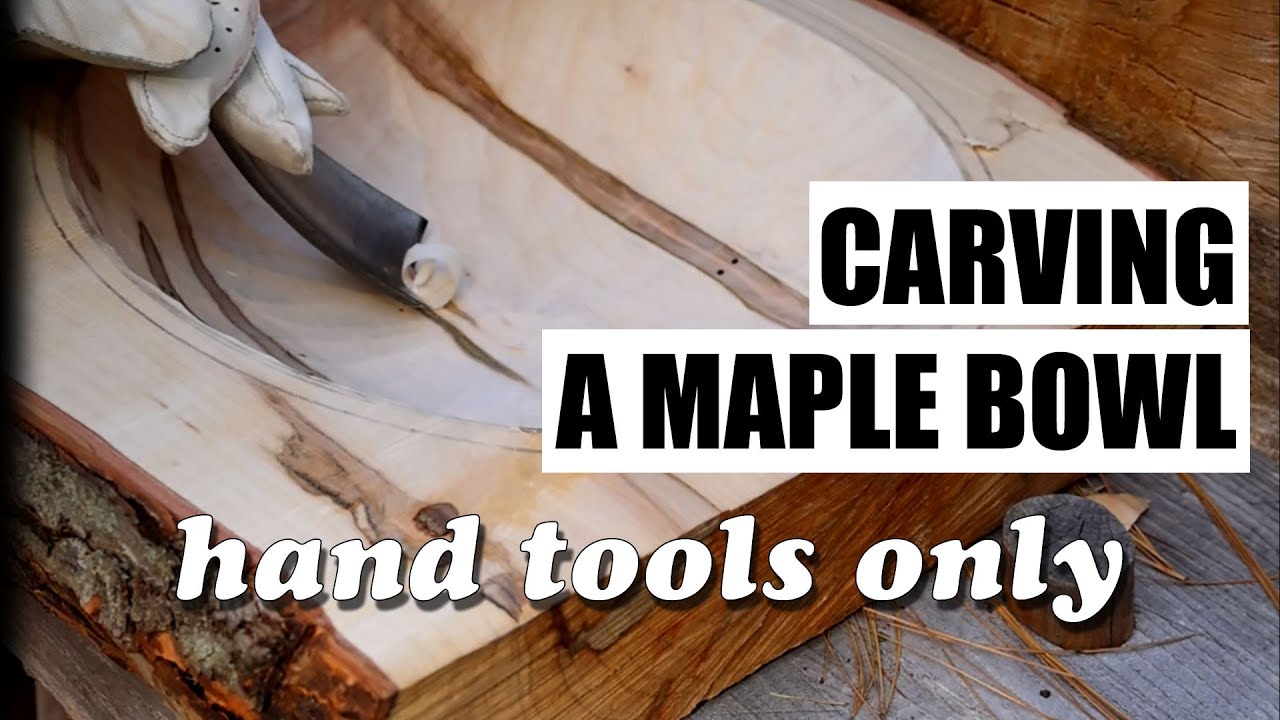 Carving an ambrosia maple bowl - hand tools only!