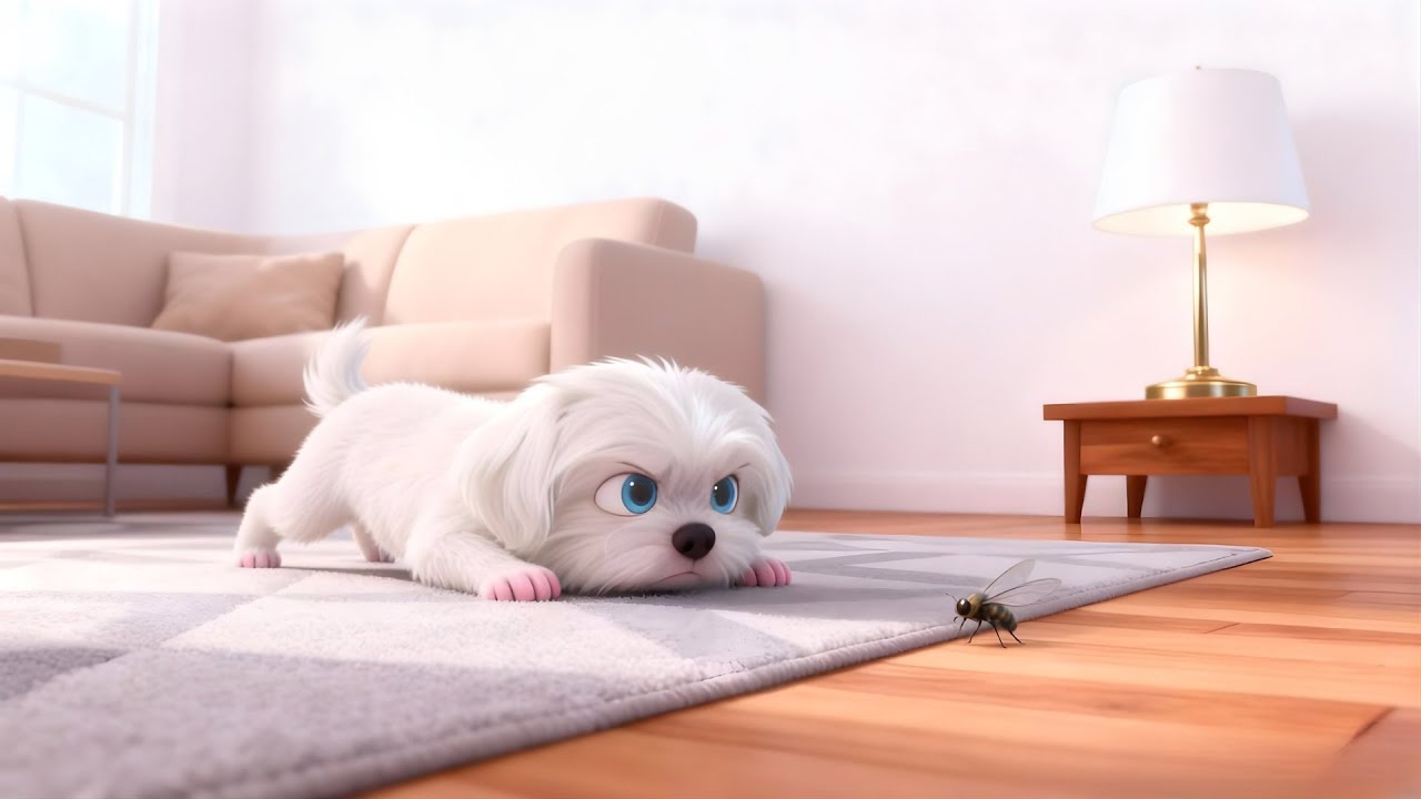 Tiny Puppy vs ONE Fly - The Most Epic Battle You'll Ever See 😂🐶! #puppy #funny#comedy #action #hero 