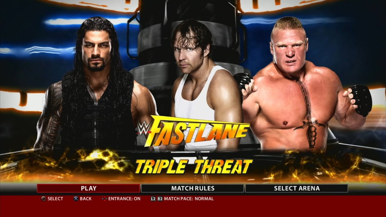 WWE 2K16 PS3 - Dean Ambrose VS Roman Reigns VS Brock Lesnar - Fastlane 2016