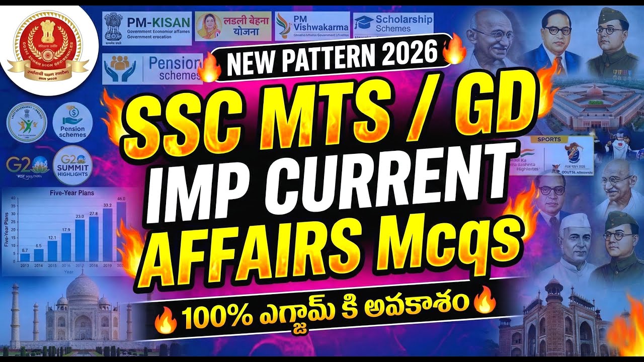 SSC MTS GK GS 2026 || SSC GD Constable Current Affairs || Most Important Current Affairs in Telugu)