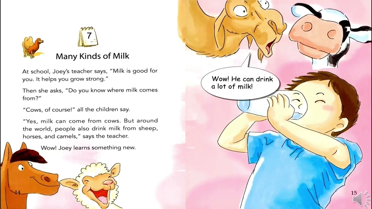 For beginners| one story a day| book 1| day 7 Many Kinds of Milk
