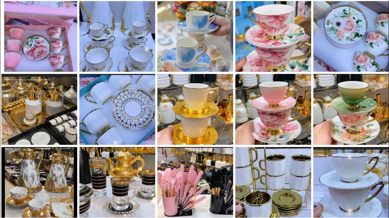 Algeria crockery collection 2024 Beautiful fancy Teacups design Flasks with Teacups sets#kitchenware