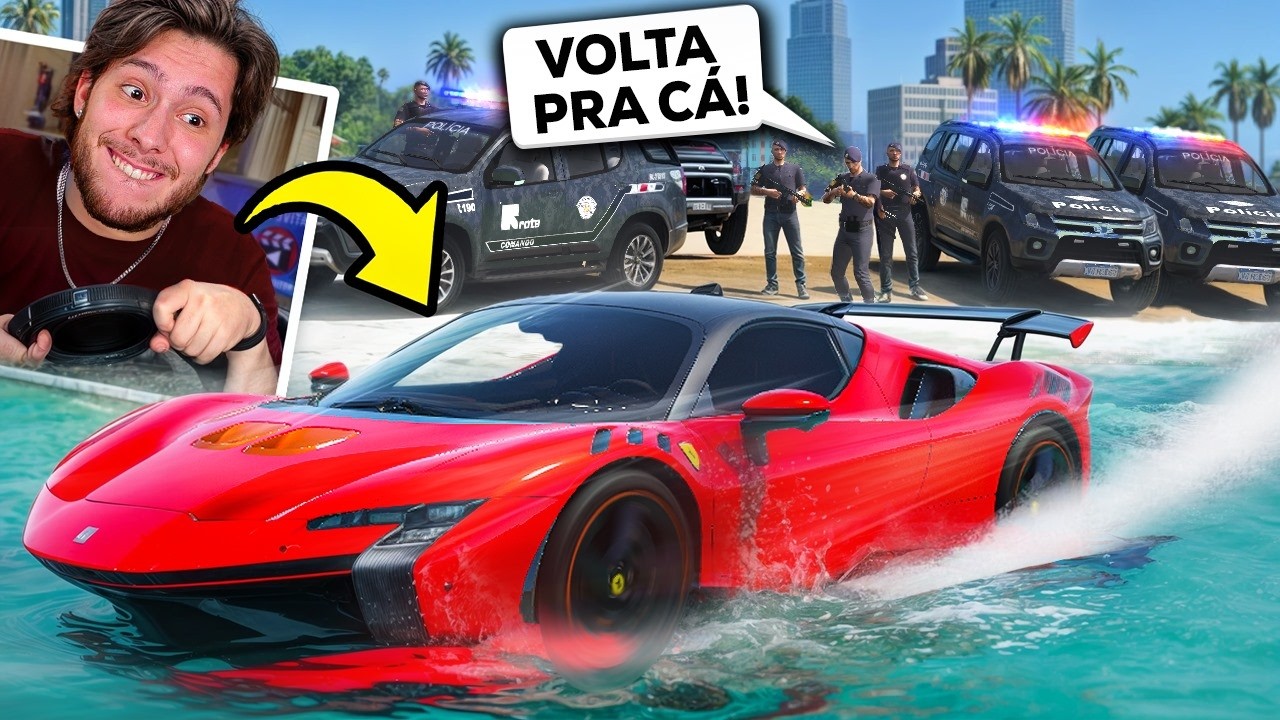 Dando FUGA com CARROS que ANDAM Na ÁGUA!! (GTA 5 rp)