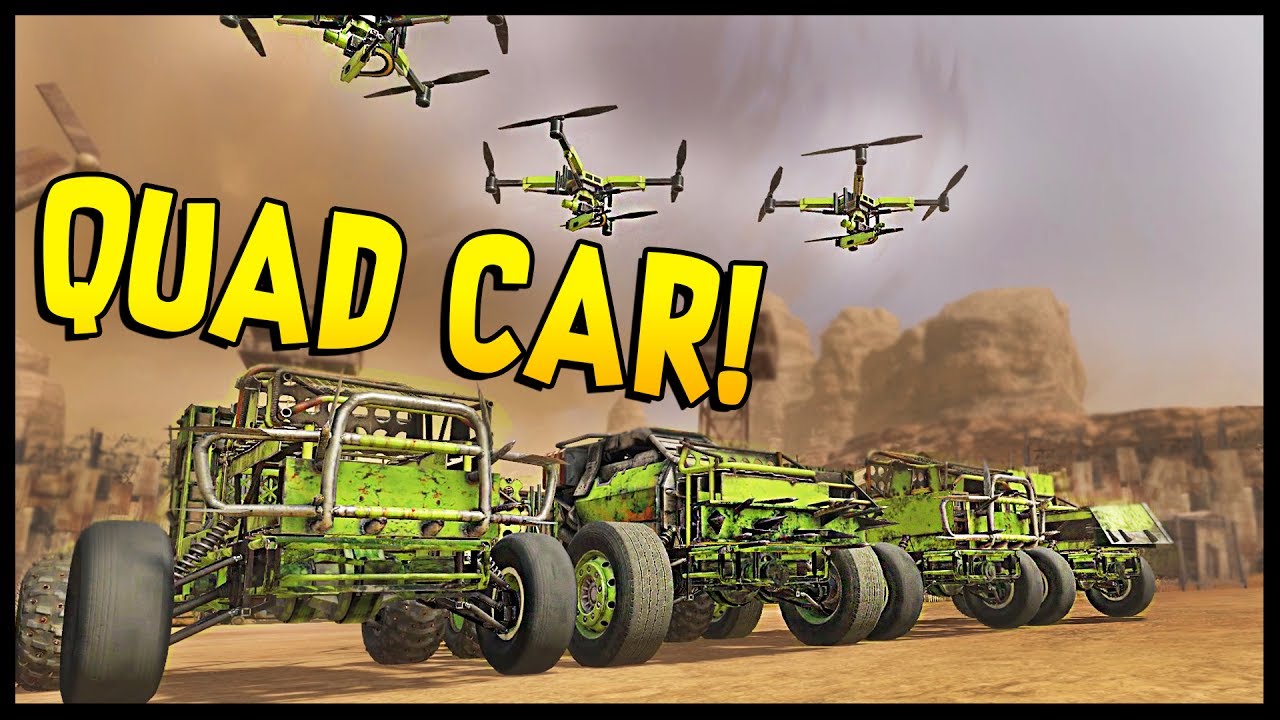 Crossout - QUAD CAR! 4 CARS IN ONE - Triple Attack Drone Build - Crossout Gameplay