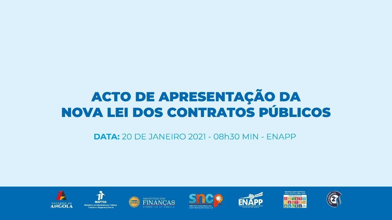 APRESENTAÇÃO OFICIAL DA NOVA LEI DOS CONTRATOS PÚBLICOS (LCP) – SNCP/ENAPP