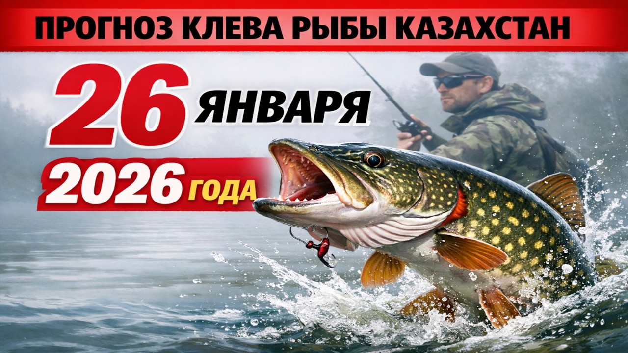 ПРОГНОЗ КЛЁВА в Казахстане на 26 января 2026 года Бросай все и на рыбалку!