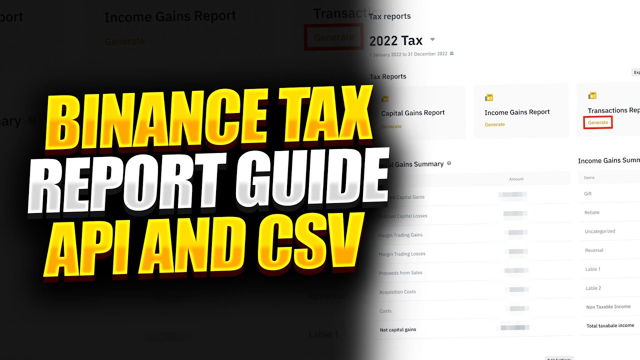 Binance Tax Guide - API and CSV (Excel File and auto-import)