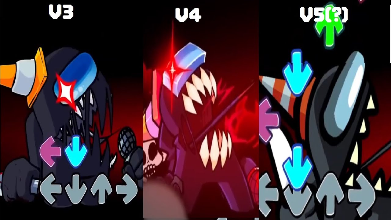 [FNF]IMPOSTOR MOD DEFEAT ALL SERIES  COMPARISON(V3,V4,V5)