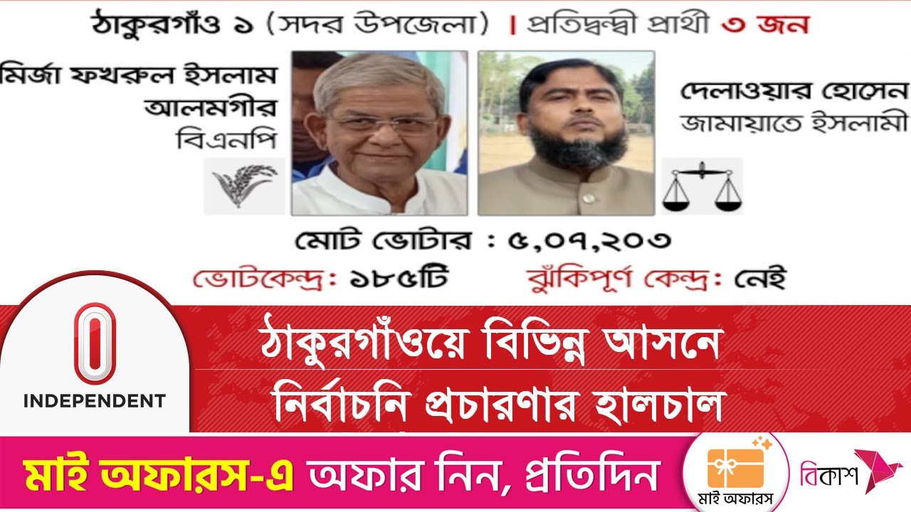 ঠাকুরগাঁওয়ে ১ আসনে মির্জা ফখরুলের সাথে প্রতিদ্বন্দ্বী করছে জামায়াতের দেলওয়ার হোসেন | Independent TV