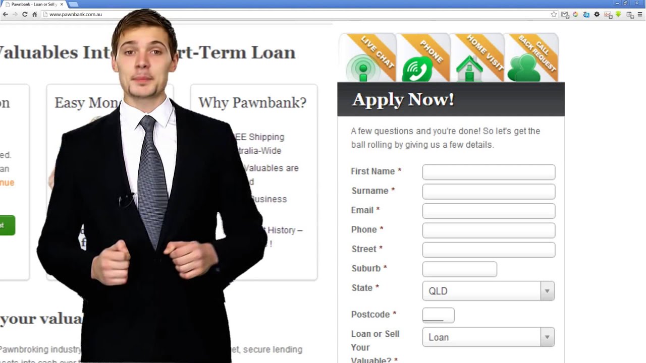 Pawnbank Website loan application form