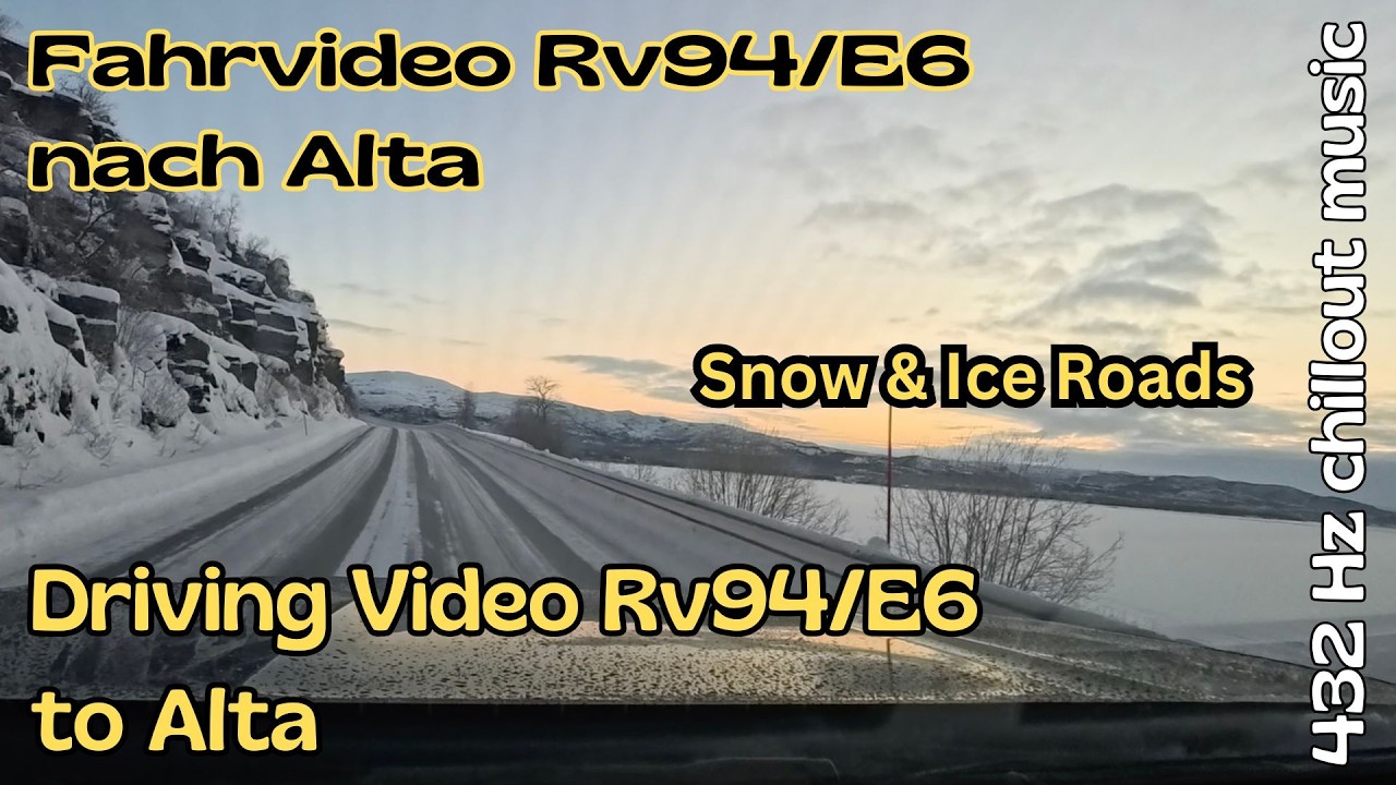 (0105) Driving Video Hammerfest to Alta with 432Hz realaxing music - finnmark Norway -snow&ice roads