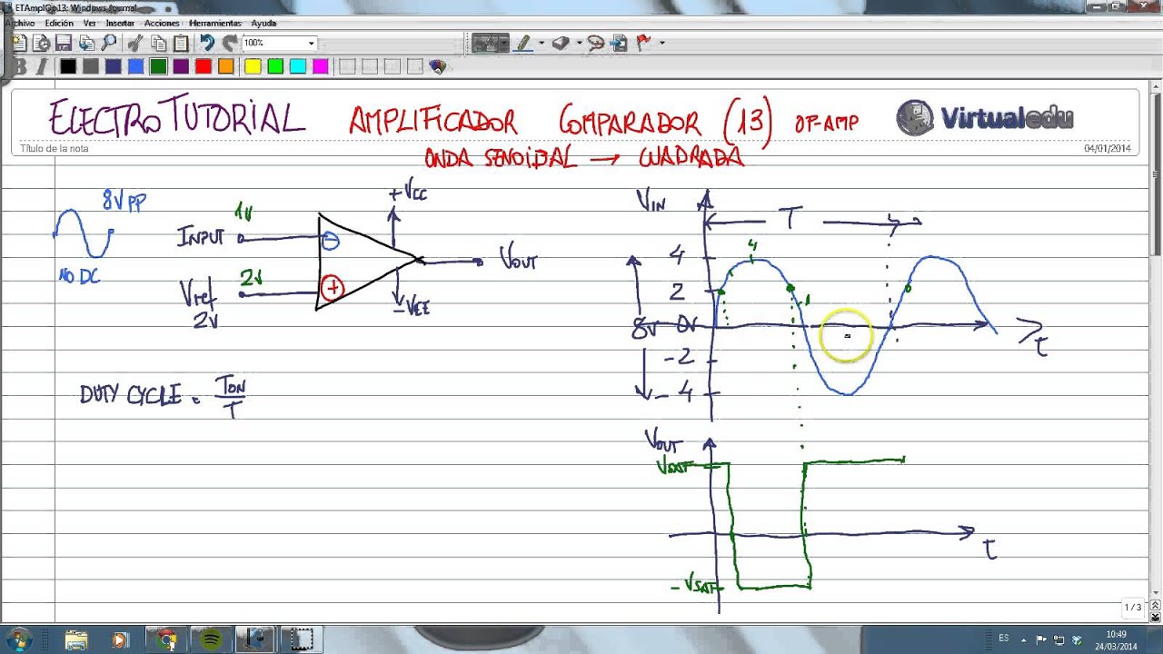 ElectroTutorial 365 Amplificador Comparador (13) Onda senoidal / cuadrada