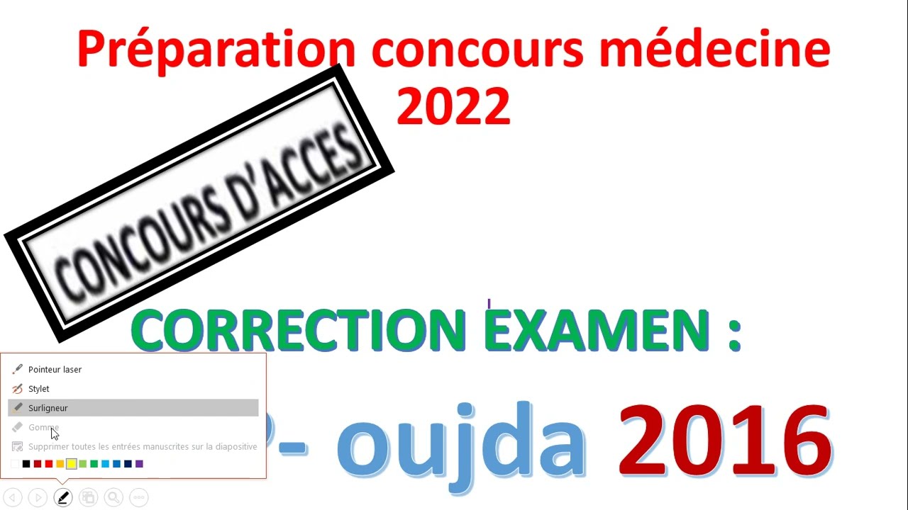 correction concours médecine  FMP -OUJDA  2016