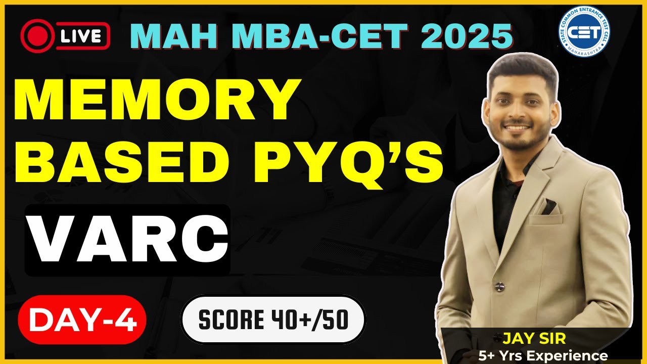 MAH MBA CET25 | DAY 04 | Previous Year Questions |  VARC AND ENGLISH  | By JAY SIR