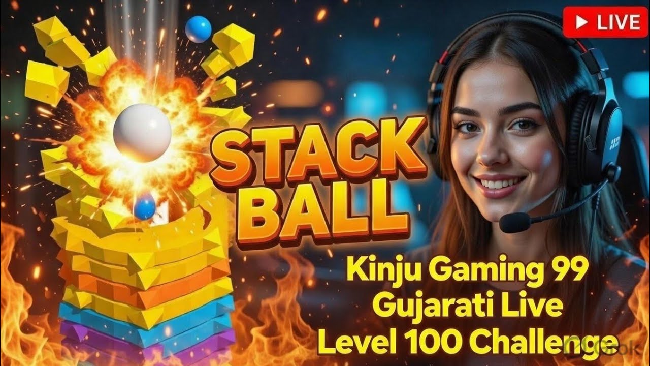 Level 100 Crack Karishu? 😱 Stack Ball Live Gujarati kinju gaming live #kinjugaminglive