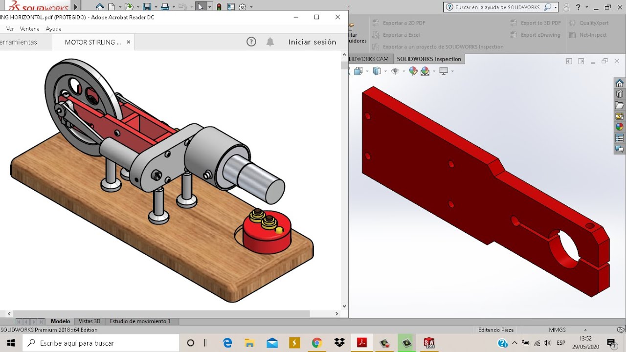 Aprendiendo a utilizar SolidWorks ENSAMBLAJE MOTOR STIRLING Parte#1