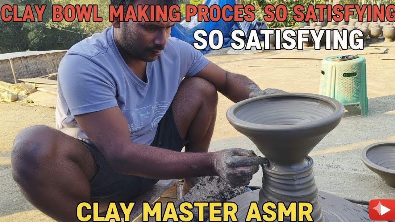 The Most Satisfying Handmade Clay Bowl Process You Will See Today (ASMR)