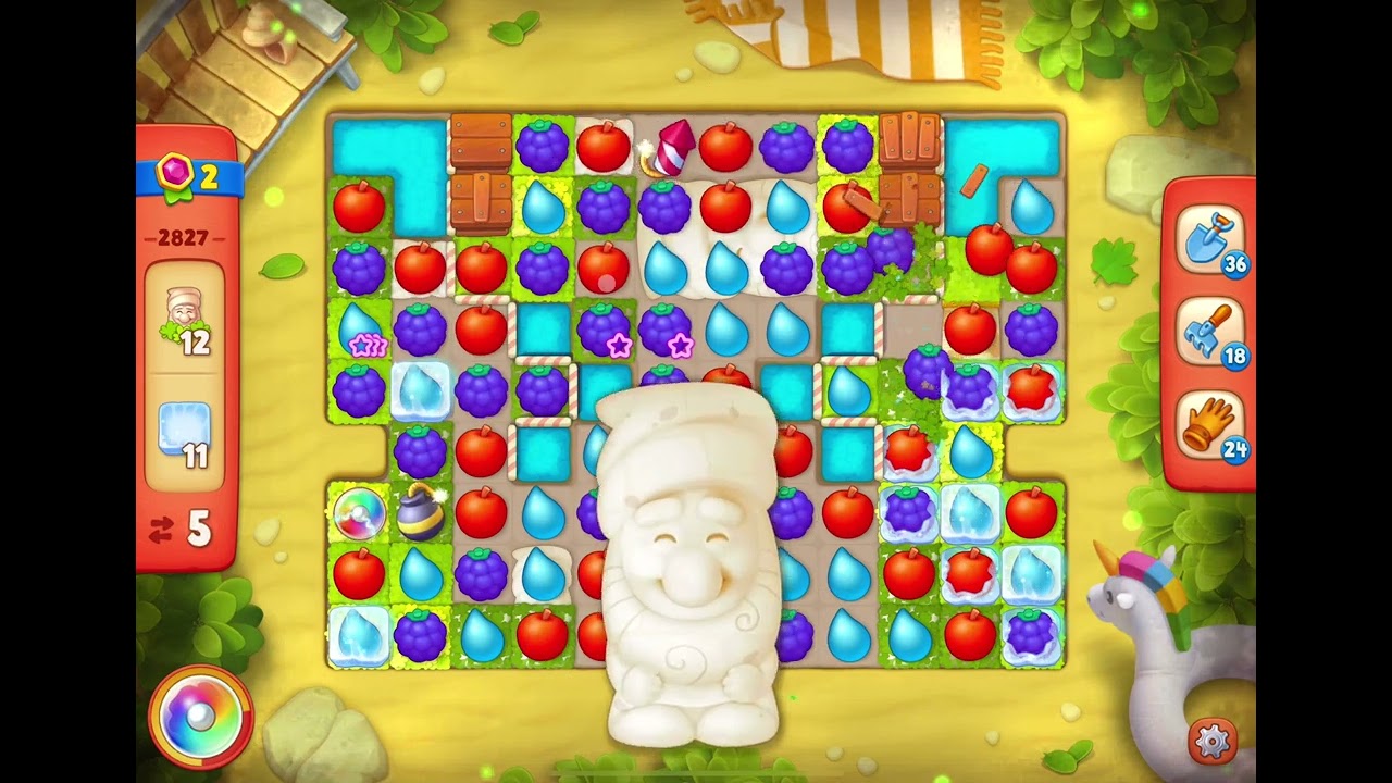 GardenScapes Level 2827 no boosters (12 moves)