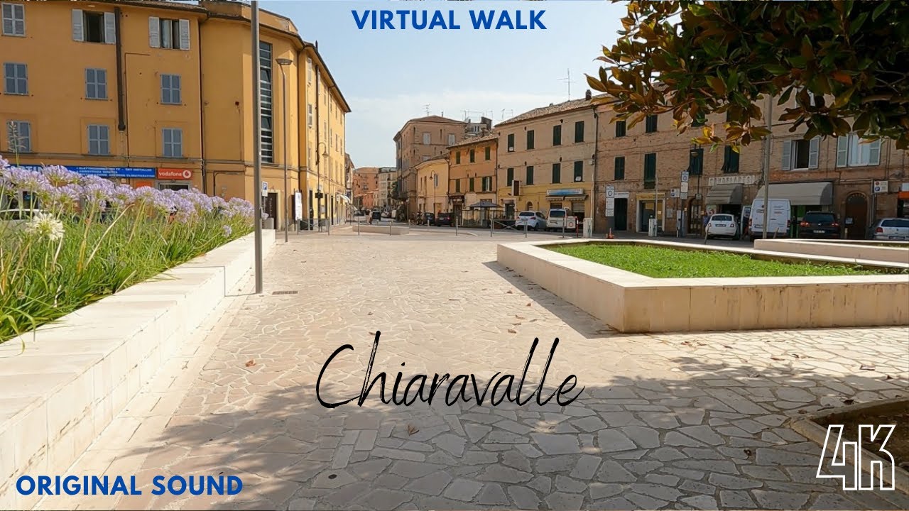 Virtual Walking tour 4K, Italy, ideal for workout on the treadmill, Chiaravalle, Marche region