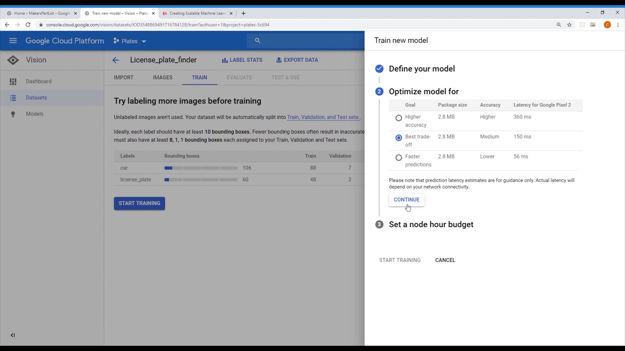 Google AutoML Tutorial: Step 3 Review and Train Model