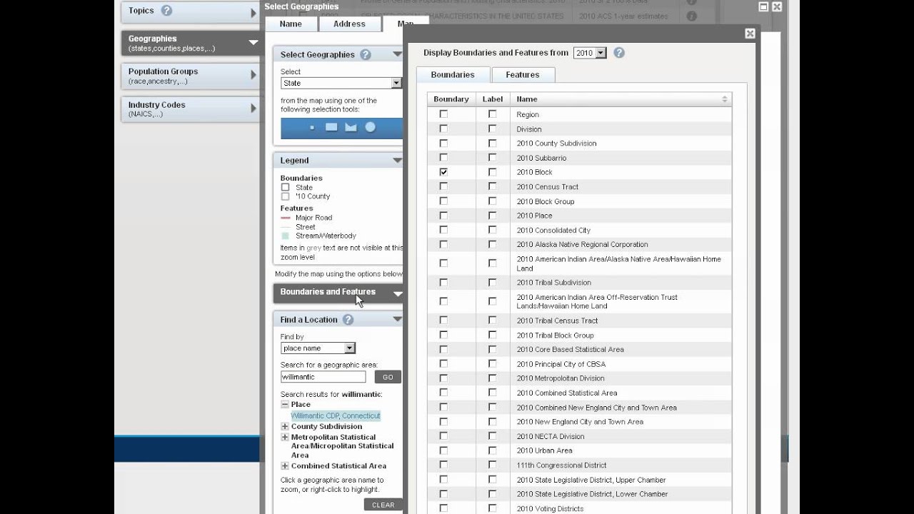 Selecting Geographies from a Reference Map Using the New American FactFinder