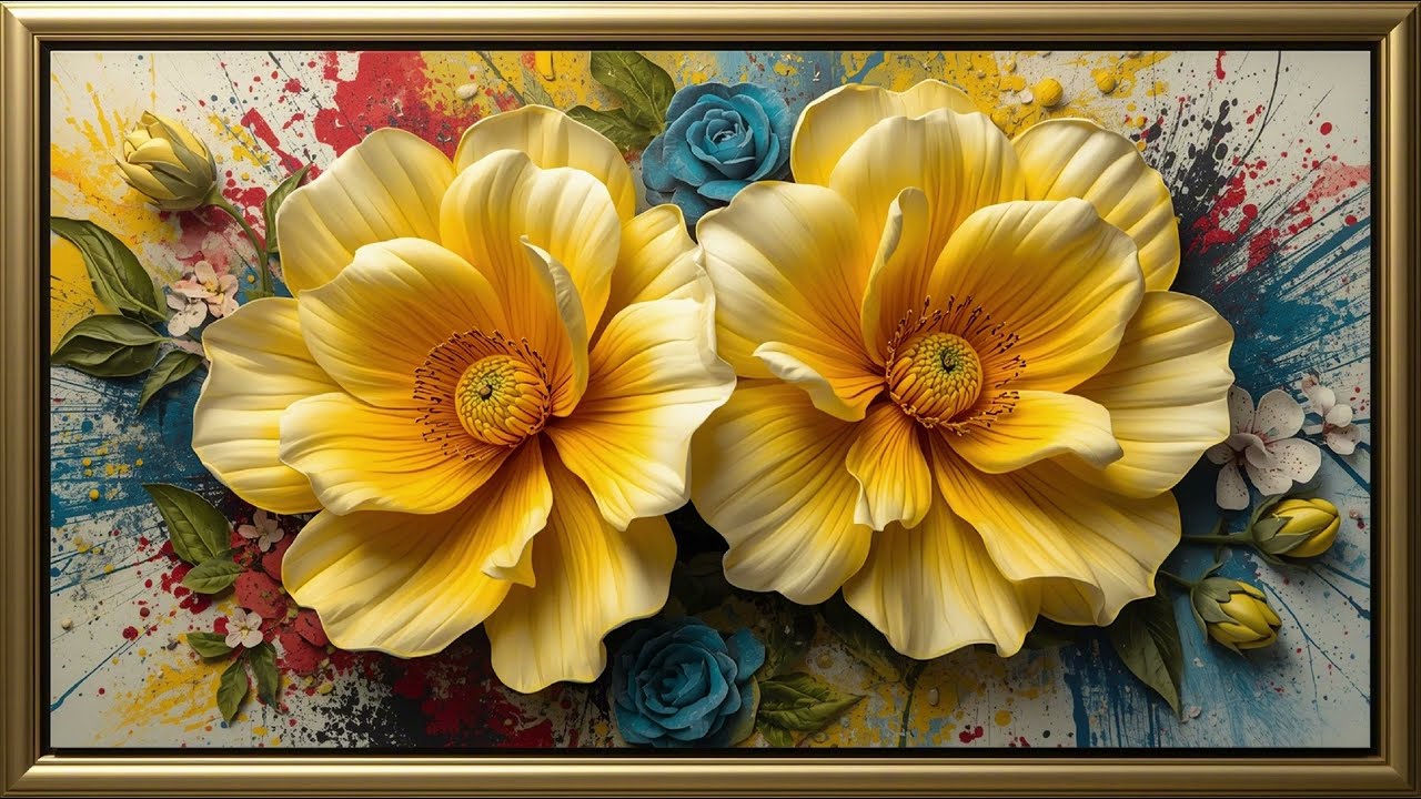 4K Floral Art Screensaver For Your Tv 🌼 Sunshine Flowers | Modern Art Wallpaper Background Samsung