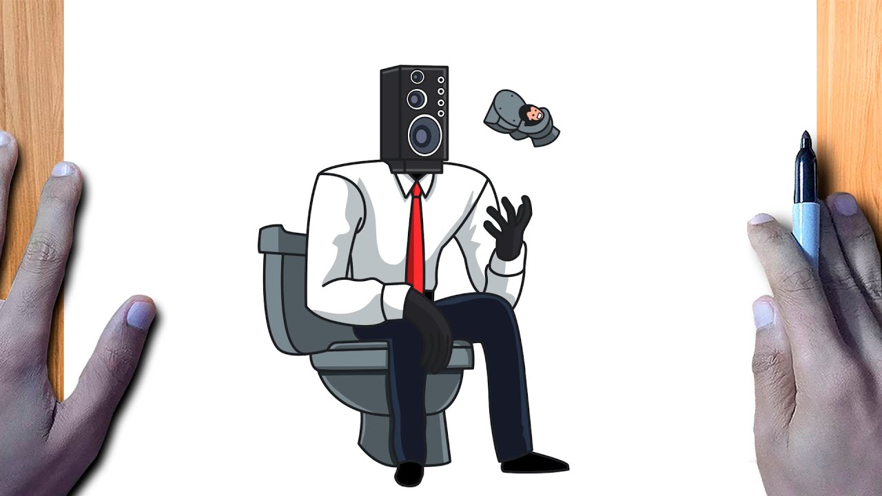 COMO DIBUJAR A BIG SPEAKER MAN SENTADO EN EL TOILET - SKIBIDI TOILET