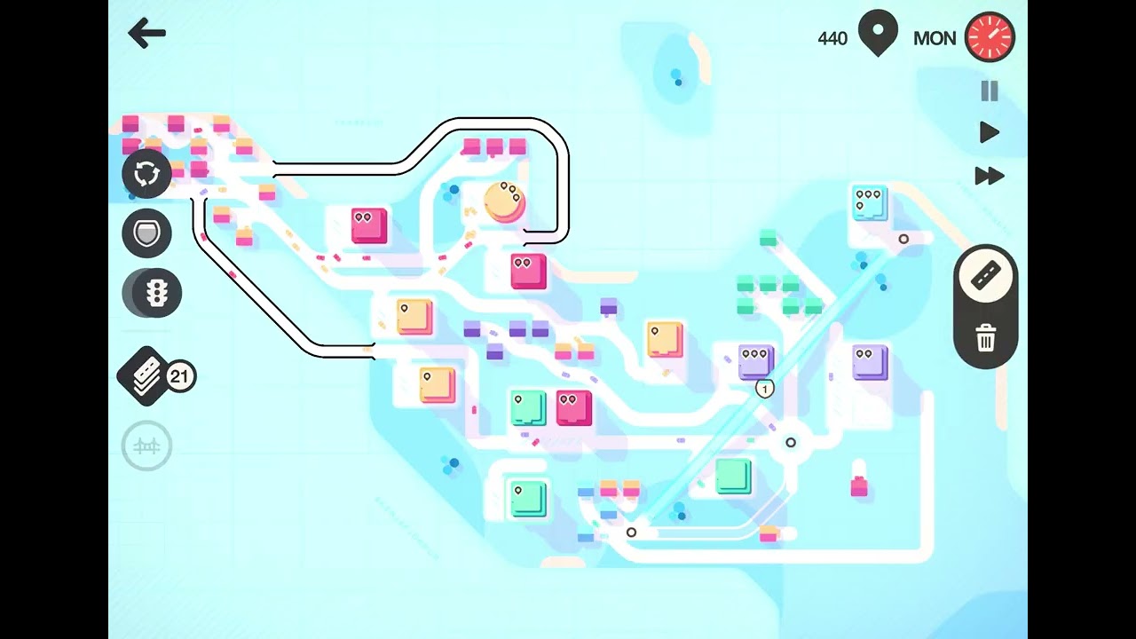 Mini Motorways gameplay: city Reykjavik 