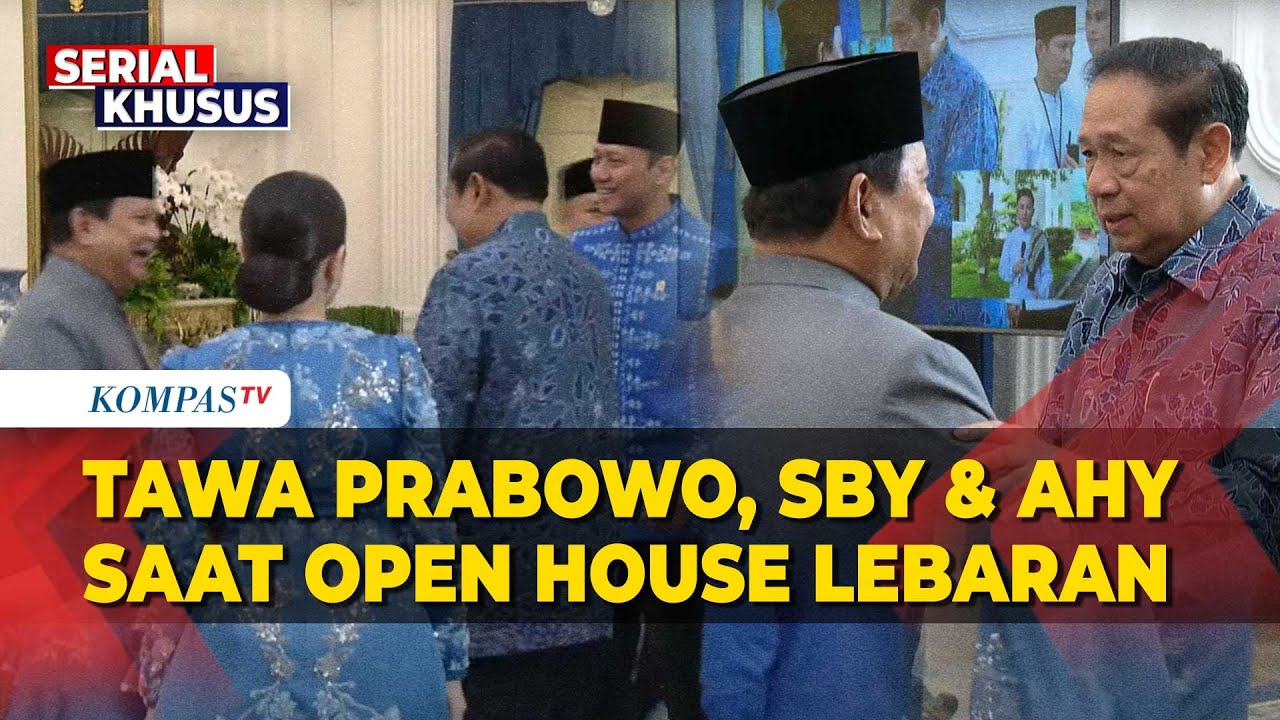 Momen Prabowo, SBY & AHY Tertawa Bersama usai Bersalaman di Open House Lebaran di Istana