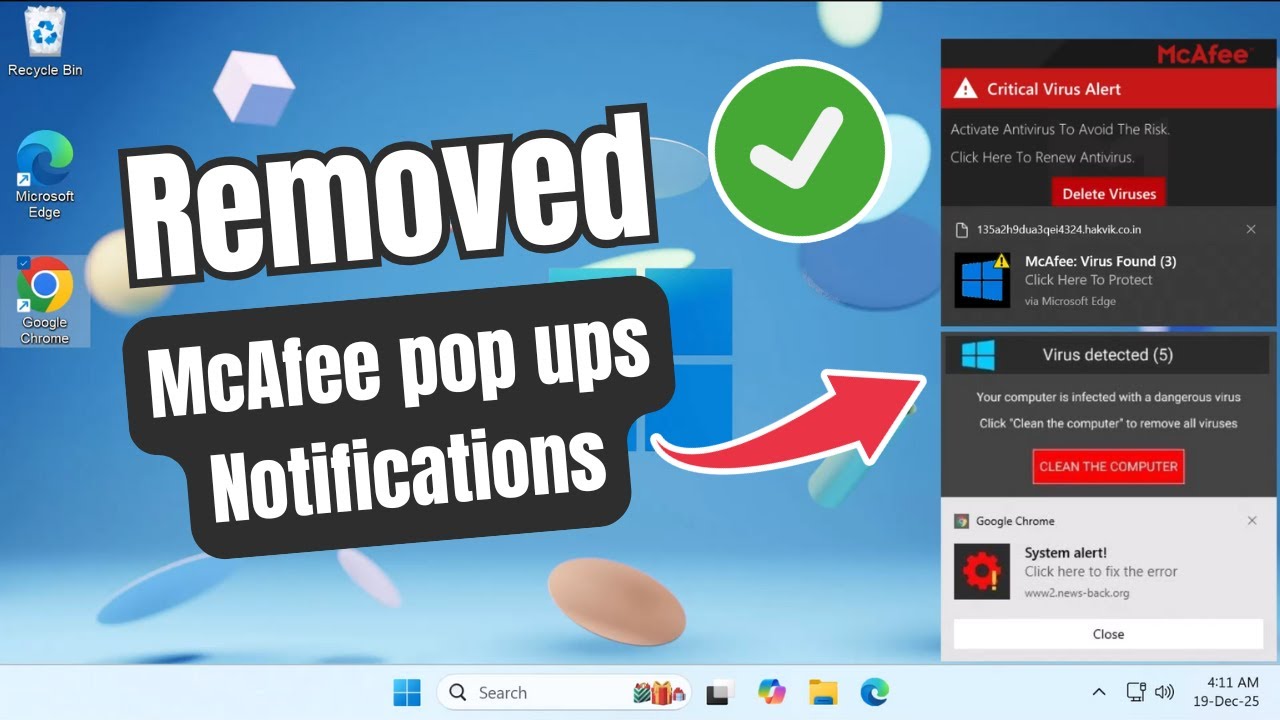 Как удалить поддельные всплывающие уведомления о вирусе McAfee в Microsoft Edge и Chrome (Windows...