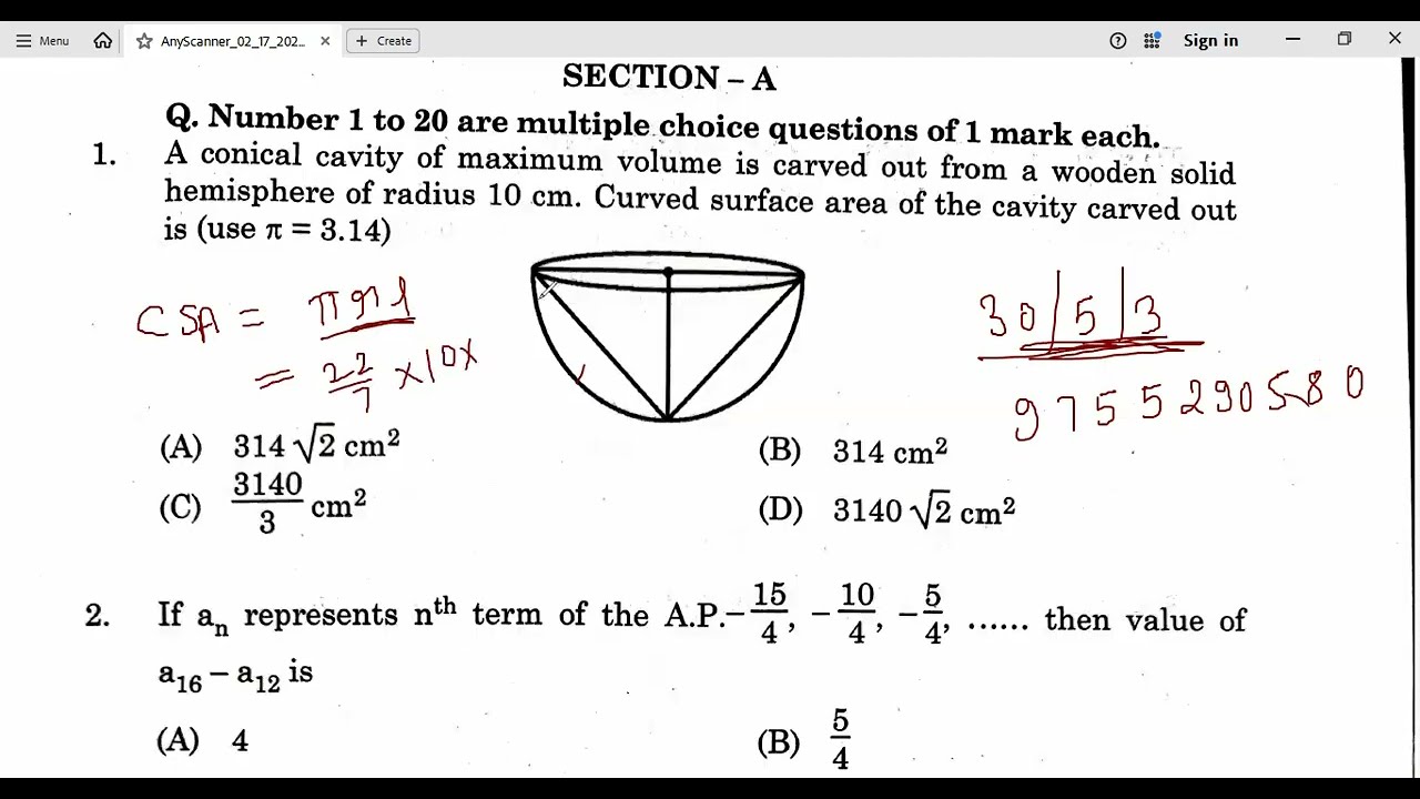 class10 mathemaics paper code 30/5/3 SET 3 detailed answer key 17 Feb 2026 boards2026  #cbse2026
