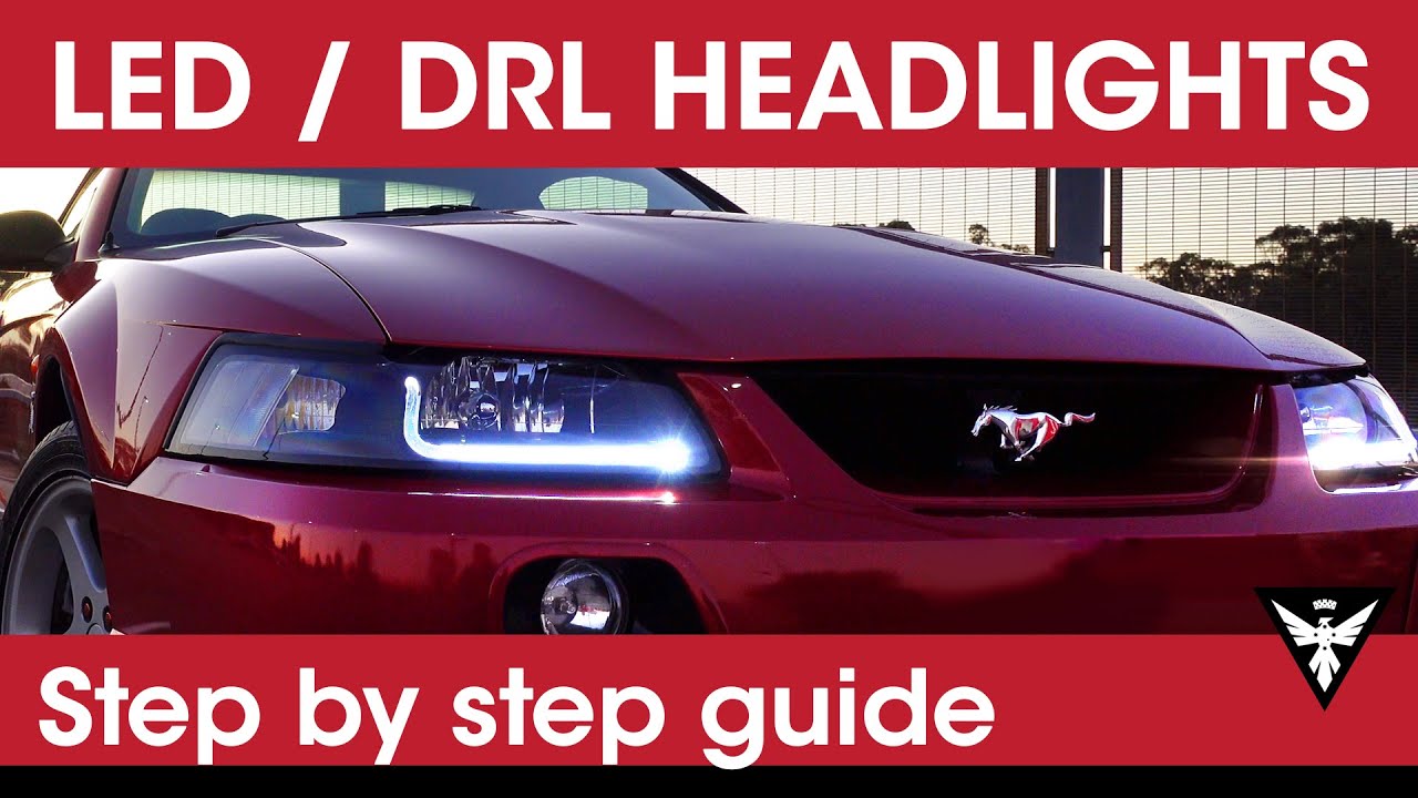 LED Headlight Install DRL DYI Guide 99 04 New Edge Mustang