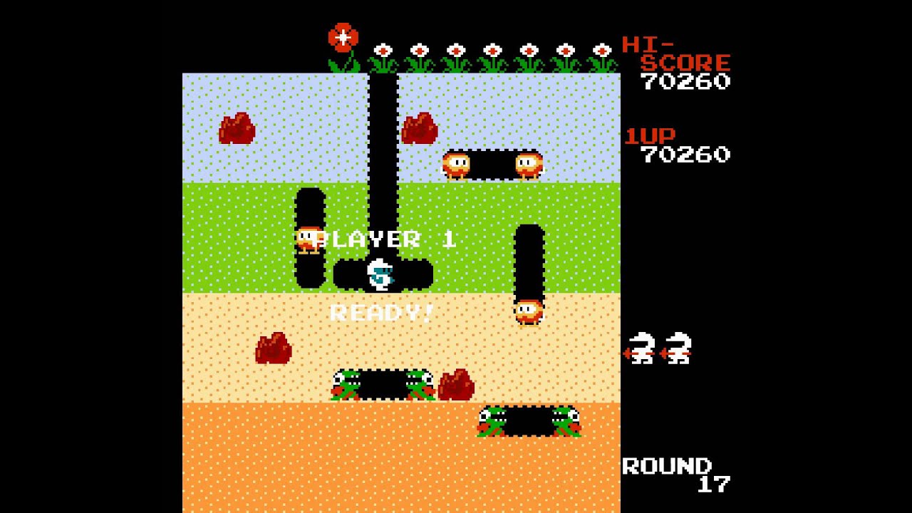 Dig Dug Level 1 to 27 Walkthrough NES [60 FPS] [1080p]