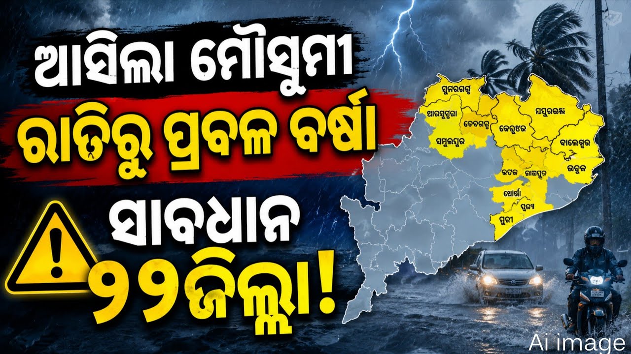 Heavy Rainfall with Thunderstorm activity over Odisha Today night।। monsoon rain coming in Odisha