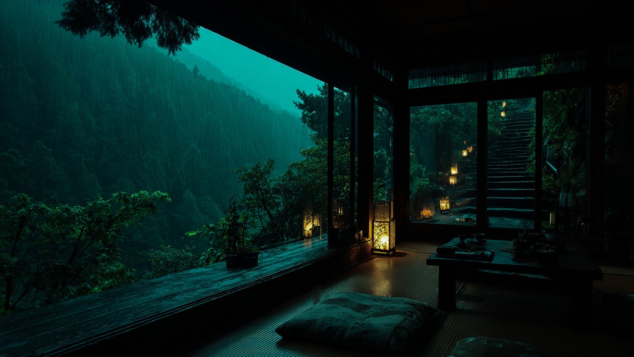 Heavy Rain Over a Silent Valley | Cozy Porch for Deep Sleep 🌧️ Insomnia Relief