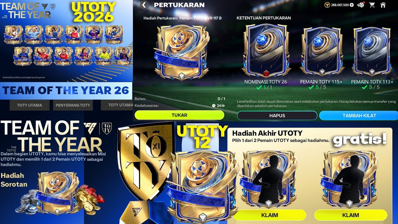 INI DIA 12 PEMAIN UTOTY 26,BAHAN EXCHANGE ,VOUCHER DRAF UTOTY & PEMAIN GRATIS UTOTY 117 FC MOBILE 26
