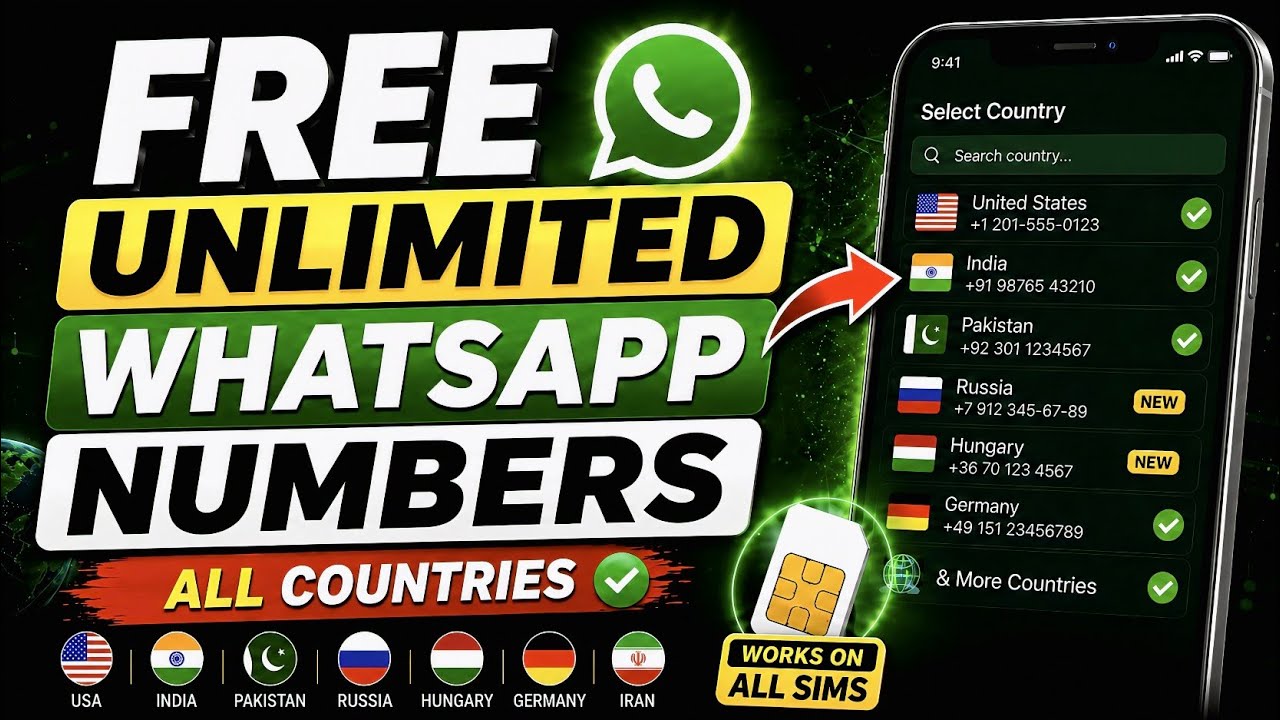 Get Unlimited WhatsApp Numbers FREE 😱 All Countries Working