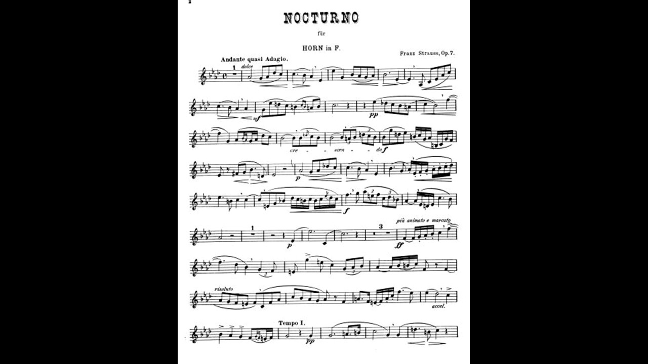 F. Strauss Nocturno fur Horn, Op. 7 Piano Accompaniment