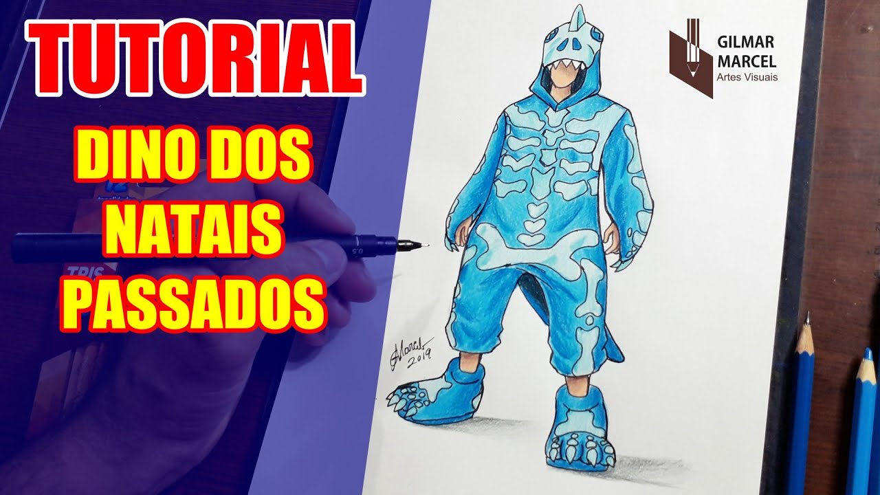 COMO DESENHAR O NOVO DINO AZUL - DINO DOS NATAIS PASSADOS FREE FIRE