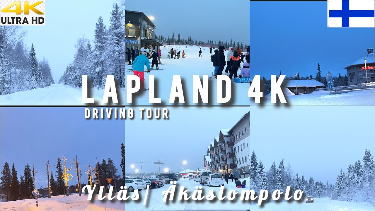 Driving Tour in Finland Winter Wonderland in Lapland | YLLÄS - ÄKÄSLOMPOLO 4K ULTRA HD