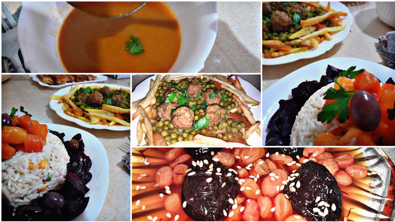 طاولة اليوم الثاني من رمضان🌙أطباق محضرة مسبقا لتخفيف التعب👌طاجين الجلبان بالكفتة بنين 😋 واقتصادي👍